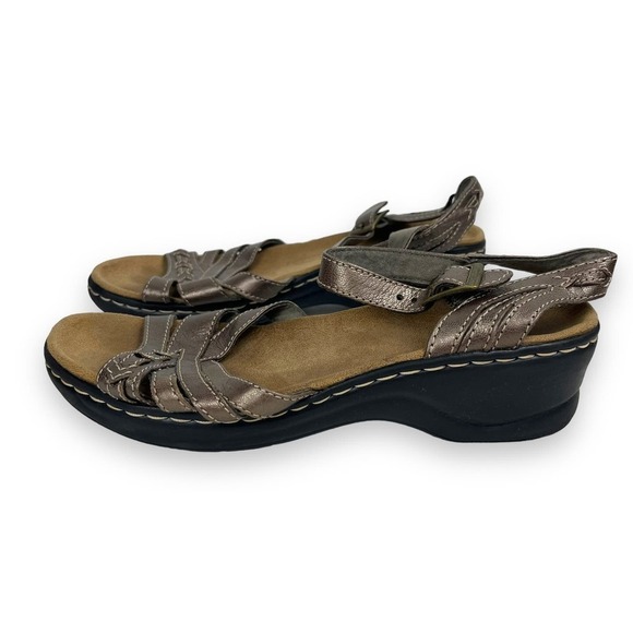 Clarks Bendables Bronze Comfort Strappy Sandals Size 7 - Picture 4 of 8